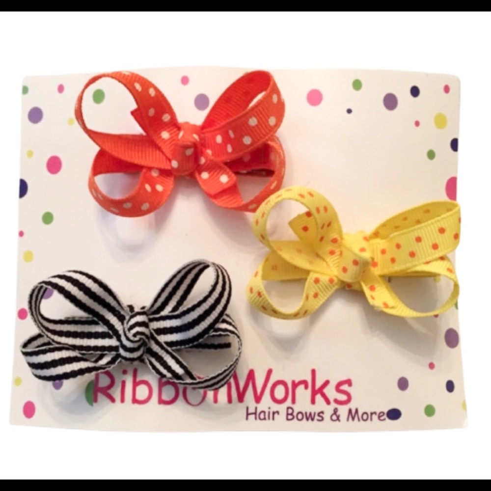 NWOT Halloween color hair bows orange yellow fall